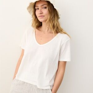 Marine Layer Classic White Hemp Cotton Short Sleeve T-Shirt XS